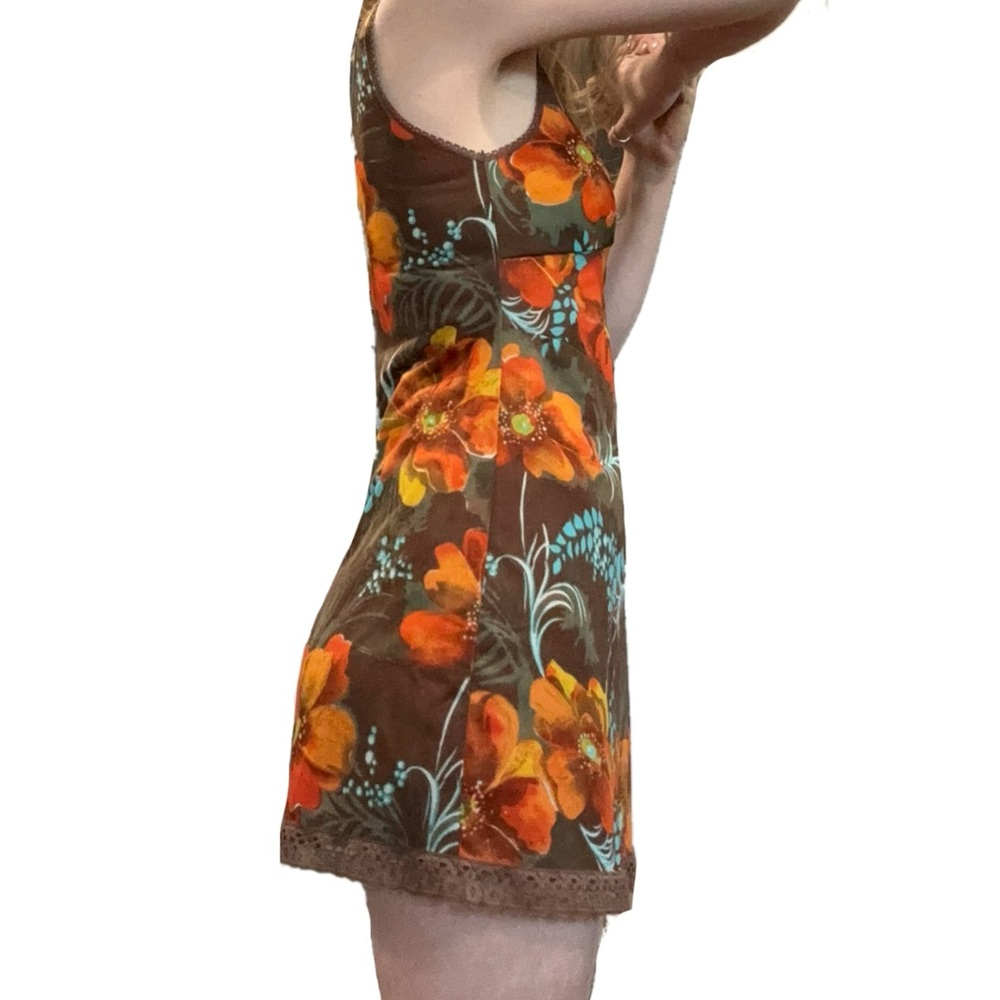 Brown and orange floral dress - Picture 3 of 4